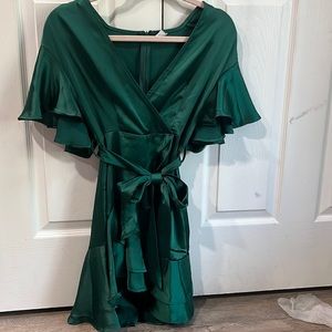 Emerald green wrap dress